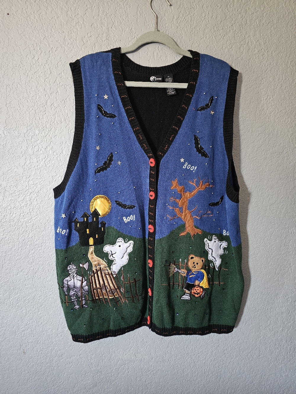 Holiday Editions Black Knit Vest with Autumn Embroidery